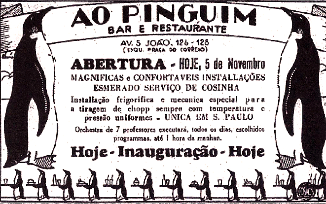 Anúncio “Ao Pinguim Bar e Restaurante”, inauguração na Av. S. João 126-128