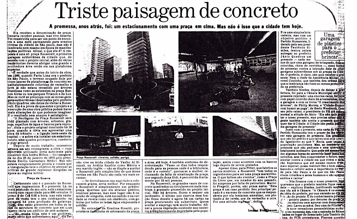 Recorte “Triste paisagem de concreto”, com fotos da antiga praça